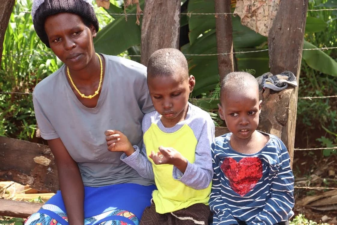 Pamela Kagendo with her children